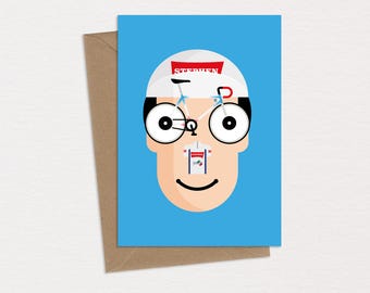 Stephen Roche Birthday Card Greeting Card Caricature Pop Art Cycling Memorabilia Tour De France