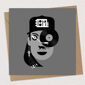 Cartão de aniversário de Janet Jackson Cartão comemorativo dos anos 80 Caricatura pop Pop Art Música Memorabilia