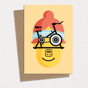 Spinderella Spin Class Ciclismo Tarjeta de cumpleaños Tarjeta de felicitación Tarjeta Caricatura Diversión