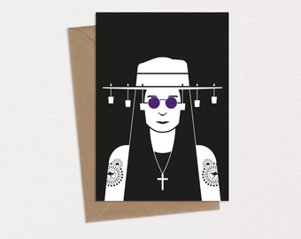 Aussie Osbourne (AKA) Ozzy Osbourne Black Sabbath Geburtstagskarte Grußkarte Grußkarte Karikatur Pop Art Musik Erinnerungsstücke