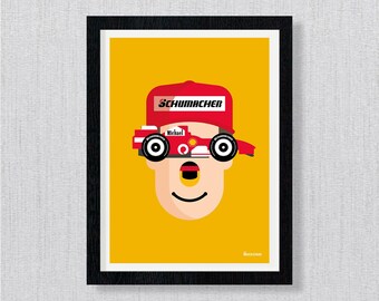 Michael Schumacher Formel 1 Poster Pop Art Wand Kunst Druck Karikatur Home Decor