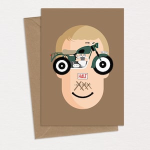 Steve McQueen The Great Escape Geburtstagskarte Grußkarte Karikatur Pop Art Movie & TV Memorabilie