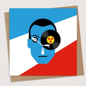 Kraftwerk verjaardagskaart wenskaart jaren '70 jaren '80 Electro karikatuur popart muziekmemorabilia