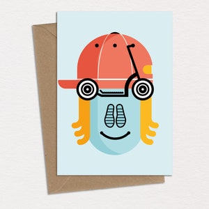 Carte d'anniversaire Scotty Scooter Carte de voeux Caricature