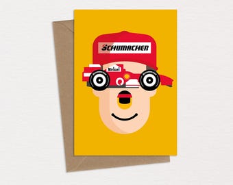 Tarjeta de cumpleaños de Michael Schumacher Tarjeta de felicitación Ferrari Fórmula 1 Gran Premio Campeón del mundo