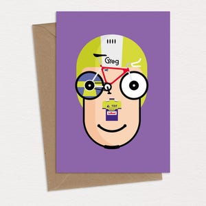 Greg Lemond Biglietto di auguri di compleanno Biglietto di auguri Caricatura Pop Art Ciclismo Memorabilia Tour De France