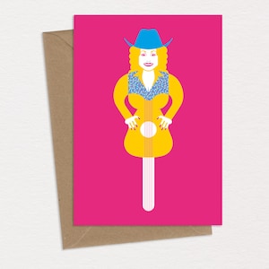Lolly Parton alias Dolly Parton Carte d'anniversaire Carte de voeux Caricature Pop Art Musique Souvenirs