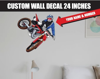 Custom Motocross Wall Decal: Personalized Dirt Bike Room Decor