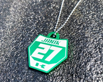 Aluminum Dirt Bike Custom Front Plate Necklace Keychain Team Kawasaki Green Anodized Personalized Motocross Number Name Chain Pendants