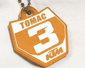 Collier Eli Tomac KTM Motocross orange en métal : pendentif porte-clés en aluminium anodisé