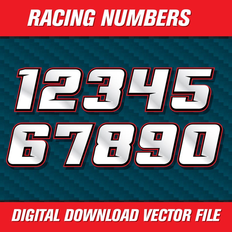 Racing Numbers Font: SVG, PNG, PDF Vector (digital Download) - Etsy UK