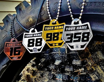Custom Racing Number Necklace: Personalized Motocross Jewelry