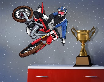 Custom Motocross Wall Decal: Personalized Name & Number, Kid's Room Decor