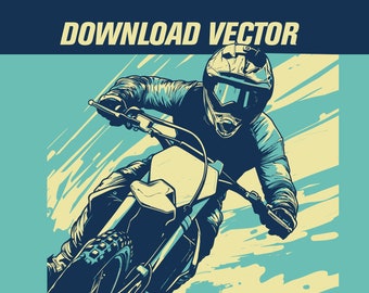 Motocross Rider Vector Graphic: Racing Dirt Bike (Digital Download)