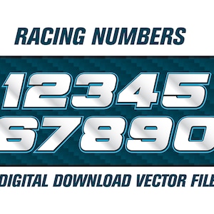 Racing Numbers Font: SVG, PNG, PDF Vector (Digital Download)