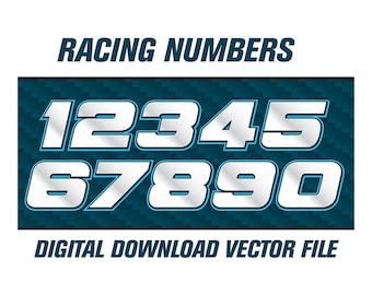 Lettertype Racing Numbers: SVG, PNG, PDF Vector (digitale download)