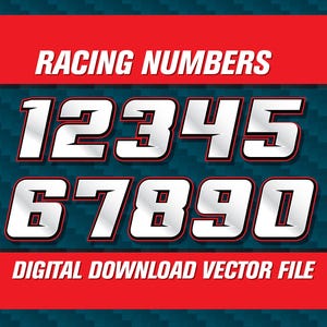 Racing Numbers Font: SVG, PNG, PDF Vector (Digital Download)