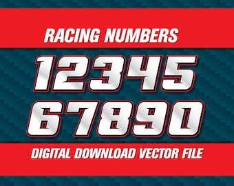Racing Numbers Font: SVG, PNG, PDF Vector (Digital Download)