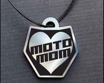 Moto Mom Necklace: Aluminum Motocross Racing Pendant