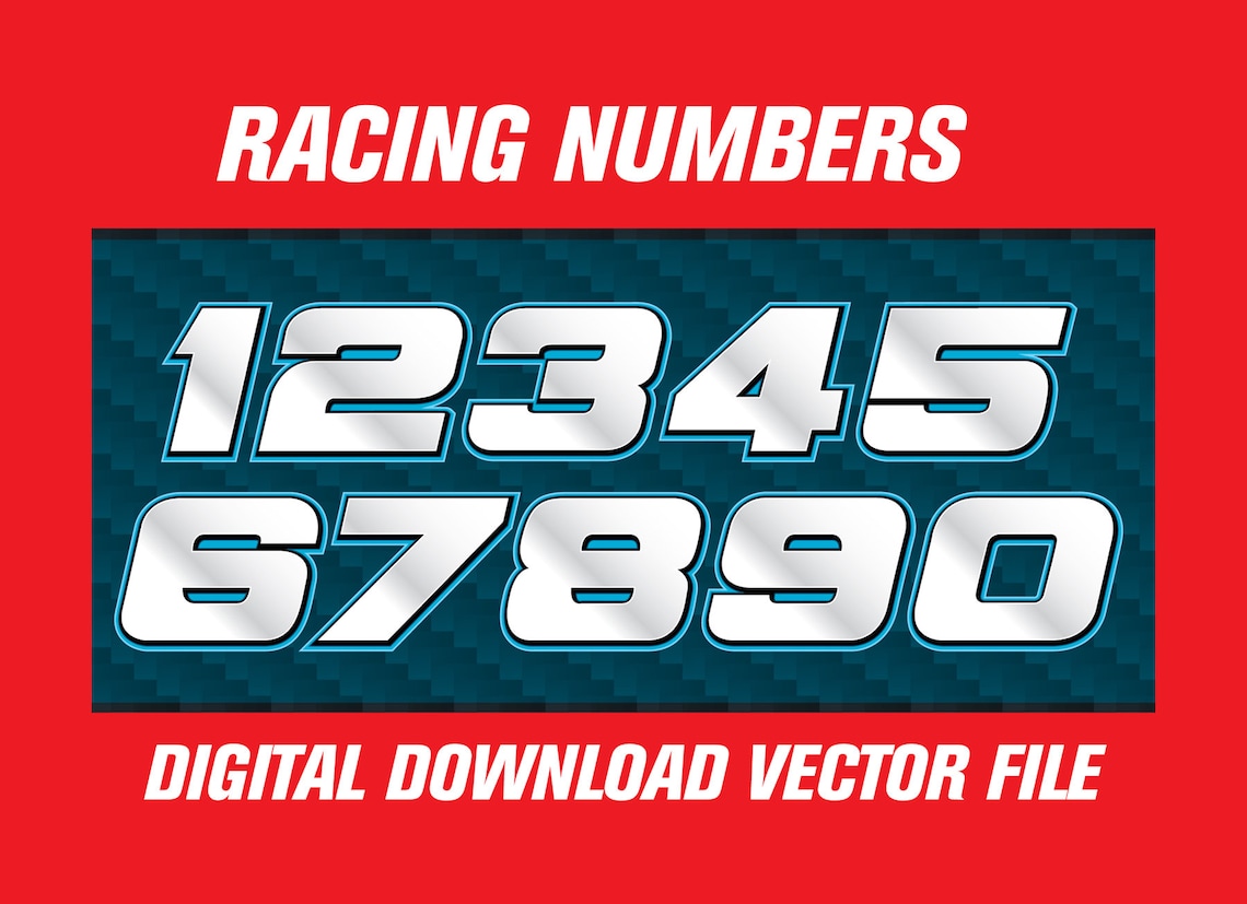 Racing Numbers Font: Motocross Car Design (digital Download) - Etsy