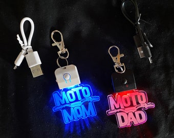Moto Mom/Dad LED Keychain: Motocross Racing Family Gift