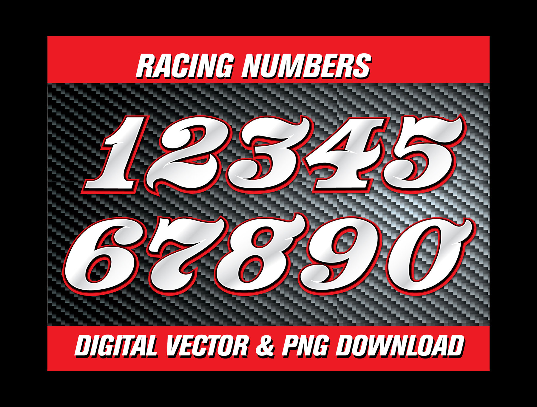 Digital Download Numbers Motorcycle Racing Motocross Car Font 0-9 SVG ...