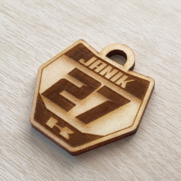 Dirt Bike Personalized Number Plate Necklace Keychain Ornament Motocross GNCC ATV Racing Custom Wooden Pendant For Kids Gift and Party