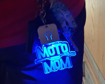 Moto Mom/Dad LED Keychain: Motocross Racing Gift