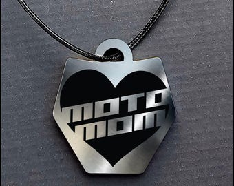 Moto Mom Necklace: Aluminum Motocross Racing Pendant
