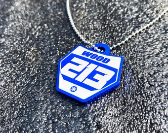 Custom Aluminum Dirt Bike Number Plate Necklace: Anodized Yamaha Motocross Pendant