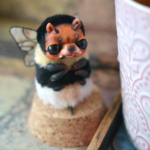 Tiger Bumblebee puppy bee Cute bee with fangs fantasy bumblebee star bumblebee galactic creature