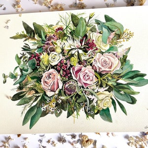 Bouquet preservation, watercolour painting original