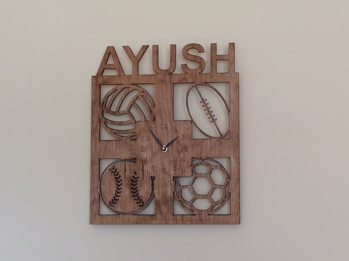 Personalized sports wall clock. Kids wall clock clock large Etsy