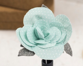 Cotton Wedding Anniversary Handmade Rose - Mint Green