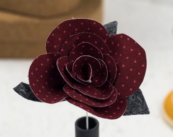 2nd Anniversary Gift Cotton Rose - Dark Red