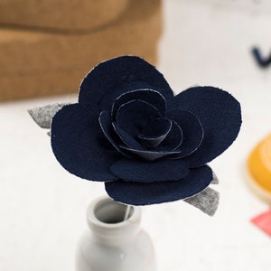 4th Anniversary Gift Linen Flower - Navy