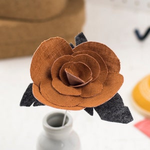 Rust Linen Flower 4th Anniversary Gift