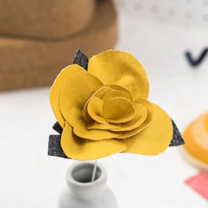 Handmade Yellow Linen Flower: Thinking of You Gift