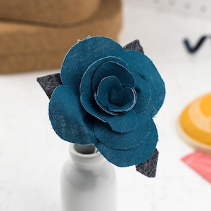 Linen Flower for 4th Anniversary Gift - Teal