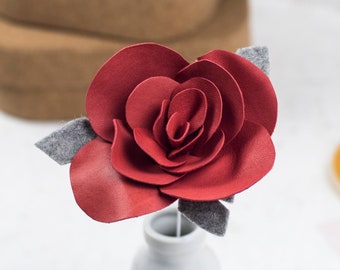 Leather Flower For 3rd Wedding Anniversary - Coral