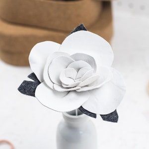 Leather Flower 3rd Wedding Anniversary Gift - White