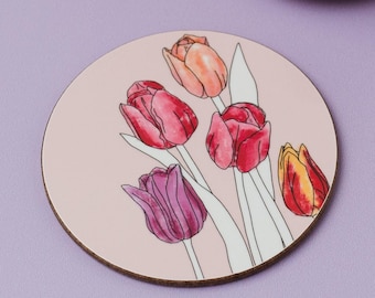 Tulpenonderzetter - handgetekende bloemenonderzetters