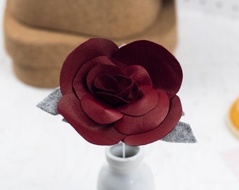 Red Leather Rose For 3rd Anniversary Gift