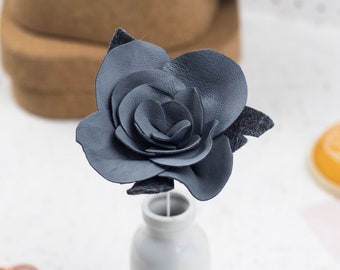 3rd Wedding Anniversary Grey Leather Flower