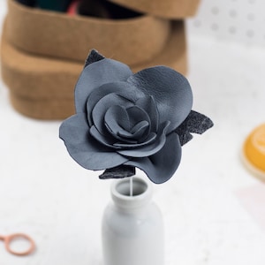 3rd Wedding Anniversary Grey Leather Flower