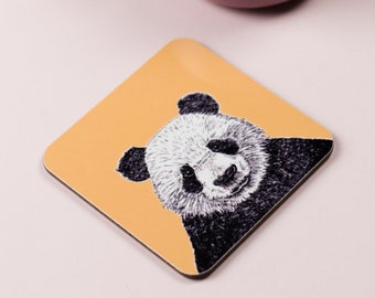 Colourful Panda Coaster - Hand Drawn Animal Coasters