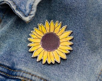 Wooden Sunflower Brooch