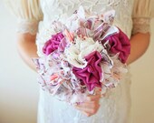 Fabric flower wedding bouquet - Purple & Lace - fabric flowers, brides bouquet, purple, lace, vintage, fabric, fabric bouquet, bespoke