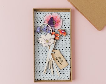 Wooden Flower Bouquet Thank You Teacher Gift, Personalised Keepsake for Teacher