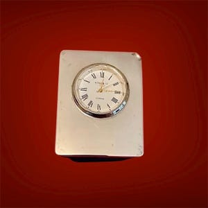 Sterling Silver Miniature Miniature Clock by Kitney & Co. London, England. Fully Hallmarked 1996 * Battery in FWO.